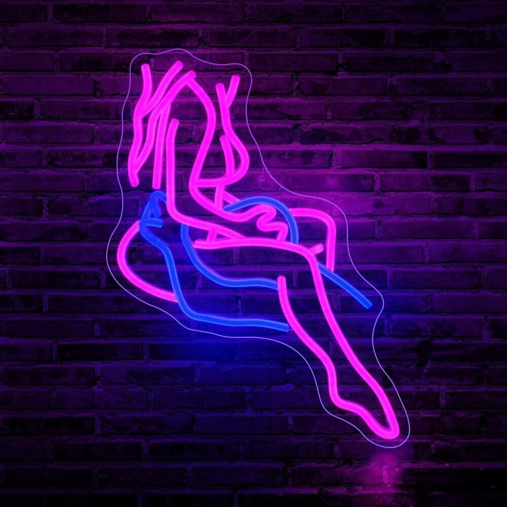 🆕Lady Neon Sign Led Light Pink Preppy Girls Room USB Powered for Wall Decor